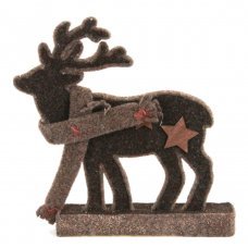 Χριστουγεννιατικος Επιτραπέζιος Τάρανδος, σε Βάση με Κασκόλ και Αστεράκι (24cm)